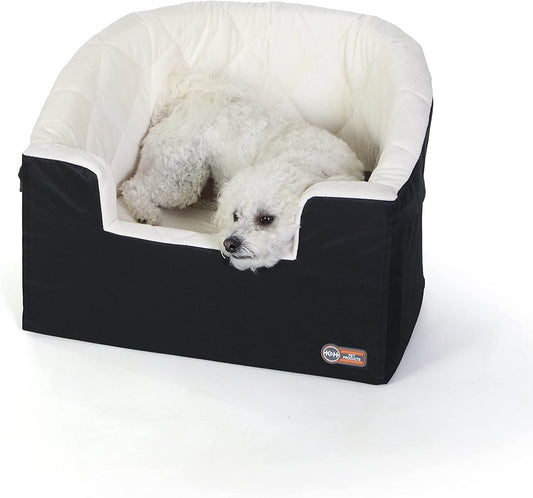 Bucket Booster Pet Seat - Dog Booster Seat Car Seat for Dogs & Cats Collapsible Large Black/Cream