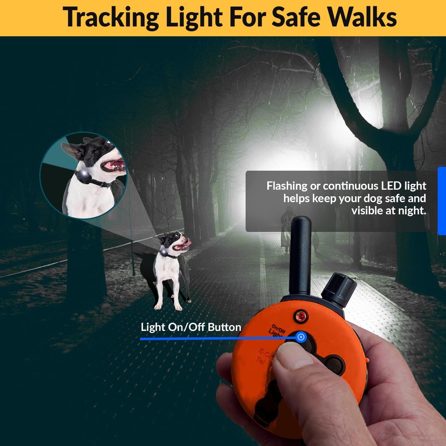 E-Collar Humane Dog Training Collar with Remote, Features 100 Levels of Safe Stimulation, Tapping Sensation, Night Light, Waterproof, Rechargeable, 1 Mile 2 Dog, Upland Orange | 100 Levels of Safe Stimulation, 1 Mile Range, Waterproof & Rechargeable, Nigh