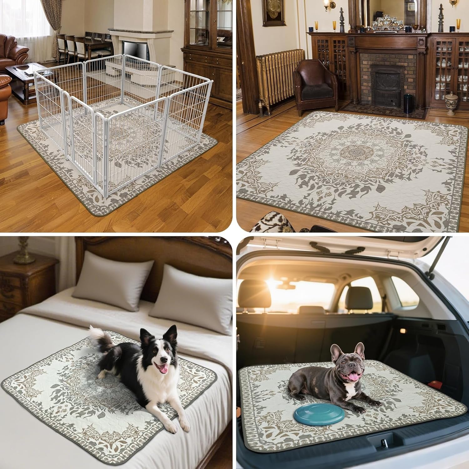 Washable Pee Pads for Dogs, Puppy Pads with Super Absorbent, Specifically Designed for  Rollick/Homeplus 60Cm 8 Panels Dog Playpen, Square, 160Cm X 160Cm, Boho, 1 Pack