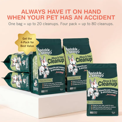 Pet Accident Cleanup for All Hard Surface - Non Toxic Quick Pet Mess Cleaner & Odor Remover for Urine, Poop, Vomit, Diarrhea & Potty Training, Hair Balls (1Bag + Sweeper Kit)