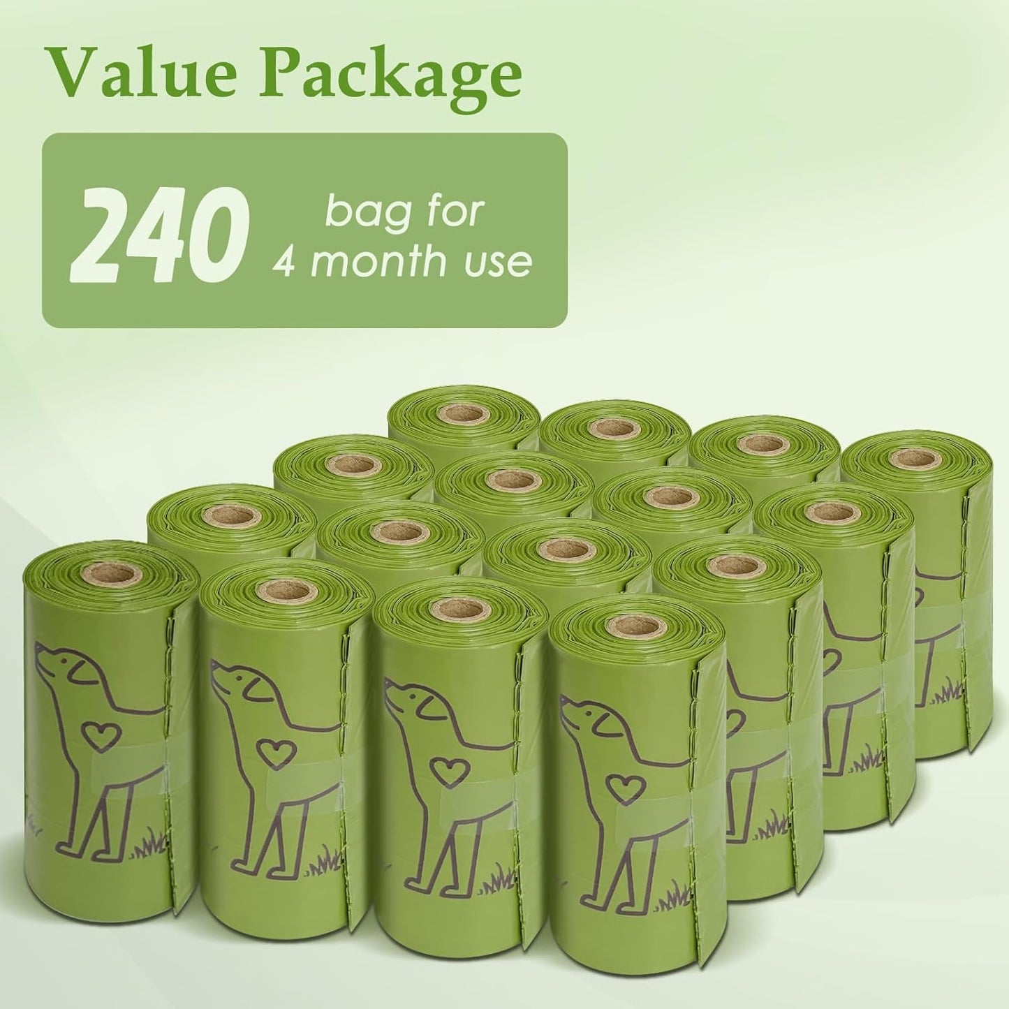 Dog Poop Bags Rolls, Leakproof Strong & Sturdy Poop Bags for Dogs (240 Lavender)