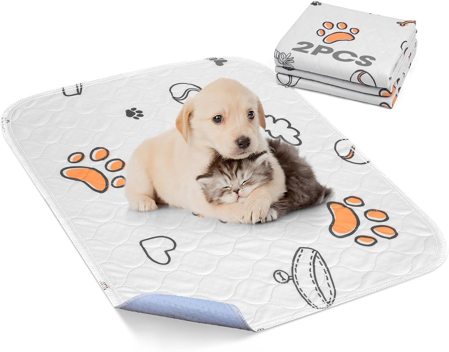 Washable Pee Pads for Dogs, 2 Pack Small 18"X24" Super Absorbent Reusable Puppy Pads Pet Training Pads, 100% Waterproof Non-Slip Puppy Pee Pads Whelping Dog Playpen Crate Potty Pads Puppy Essentials