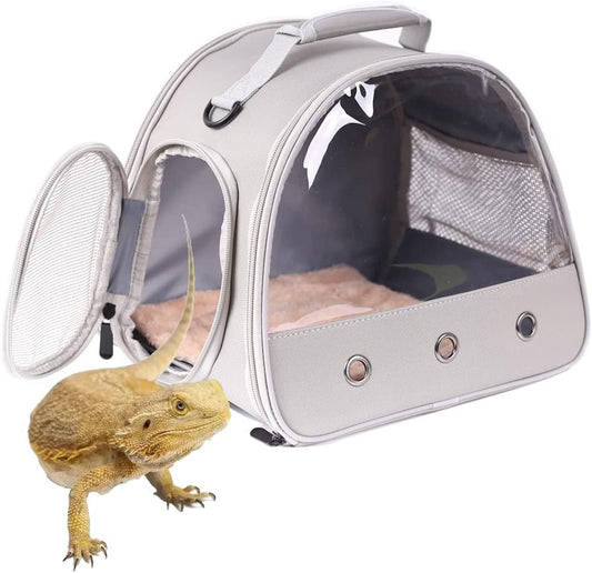 Bearded Dragon Carrier,Chameleon Carrier, Small Sugar Gliders,Small Animal Travel Carrier for Hedgehog Rat Parrot Bird Guinea Pig, Portable Guinea Pig Travel Carrier for 2 Grey
