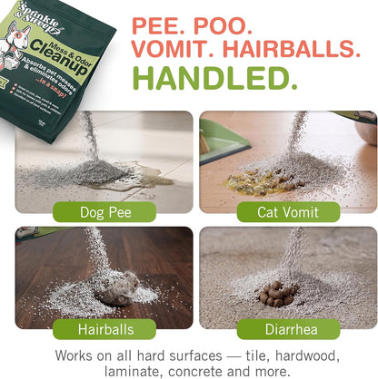 Pet Accident Cleanup for All Hard Surface - Non Toxic Quick Pet Mess Cleaner & Odor Remover for Urine, Poop, Vomit, Diarrhea & Potty Training, Hair Balls (1Bag + Sweeper Kit)