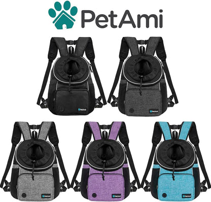 Front Carrier Backpack for Dogs and Cats, Adjustable Ventilated Pet Chest Carrier for Hiking, Camping, Travel - Small to Medium Pets, Max 10 Lbs, Black